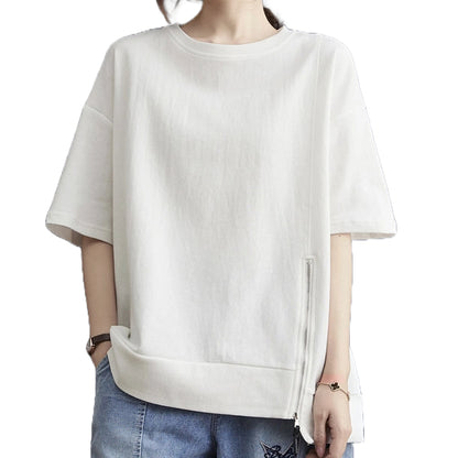 サイドZIPクルーネックTシャツ