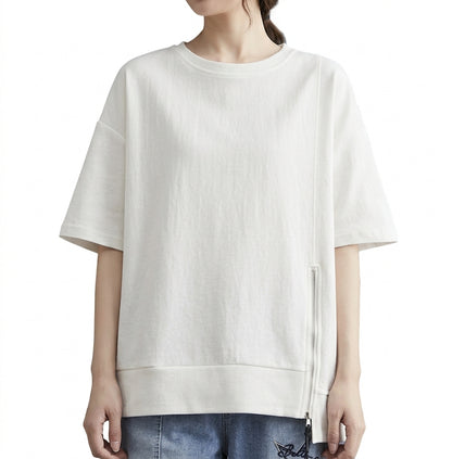 サイドZIPクルーネックTシャツ