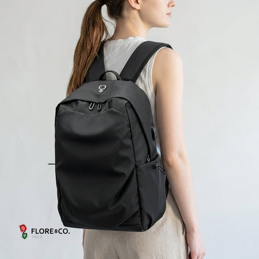 多機能リュック ブラック オックスフォード生地 大容量 20-39L USB充電ポート付き 防水 14インチPC対応 49cm 通勤 通学 旅行