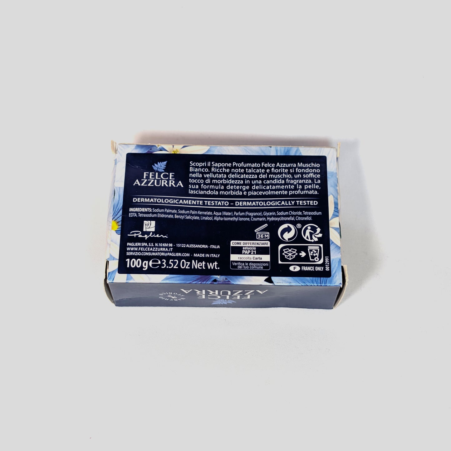 [イタリア直輸入] フェルチェアズーラ FELCE AZZURRA 固形石鹸フレスコ（ホワイトムスク）100g 3個セット