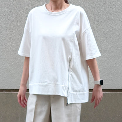 サイドZIPクルーネックTシャツ