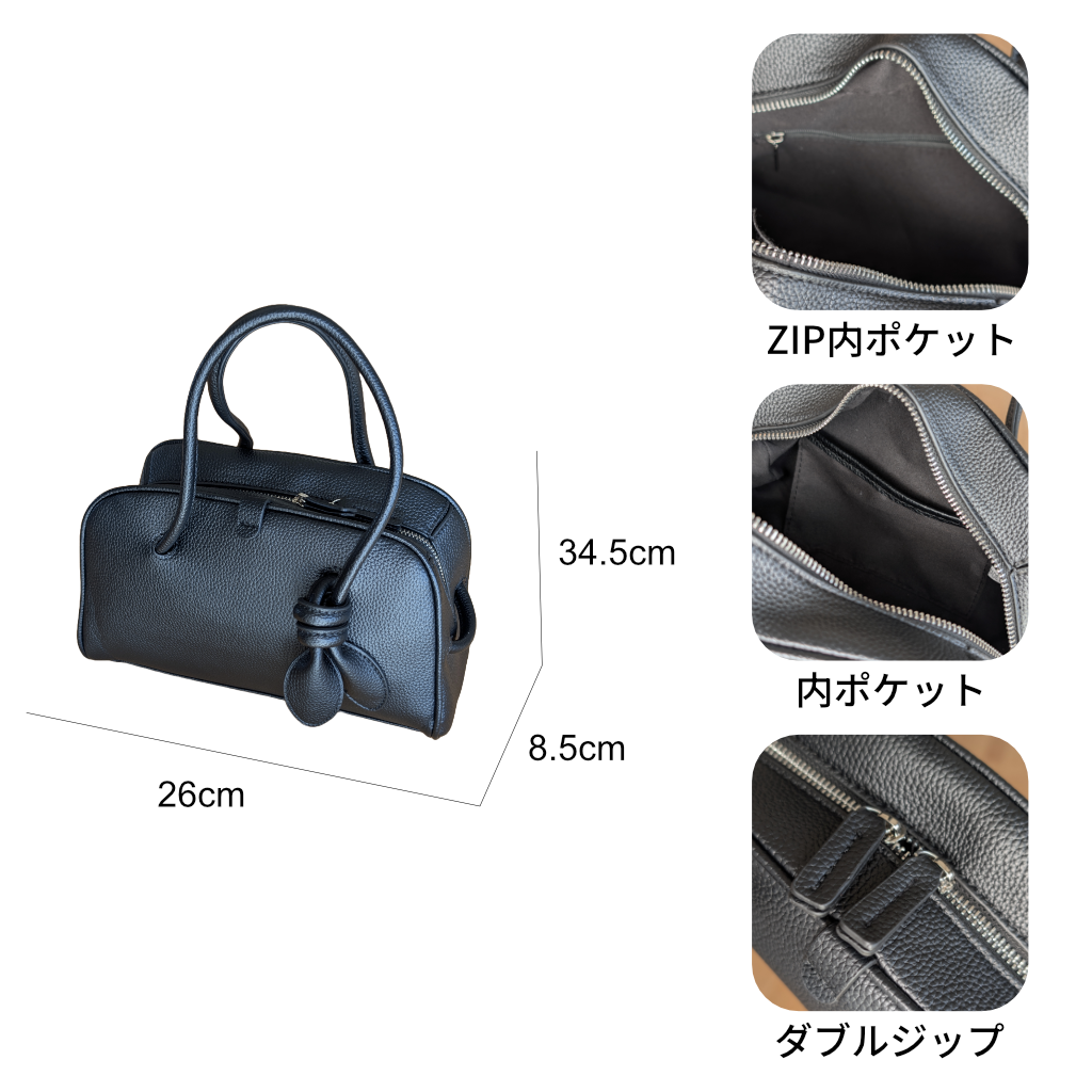 PUシュリンクレザー ミニボストンバッグ