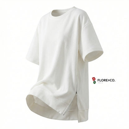 サイドZIPクルーネックTシャツ